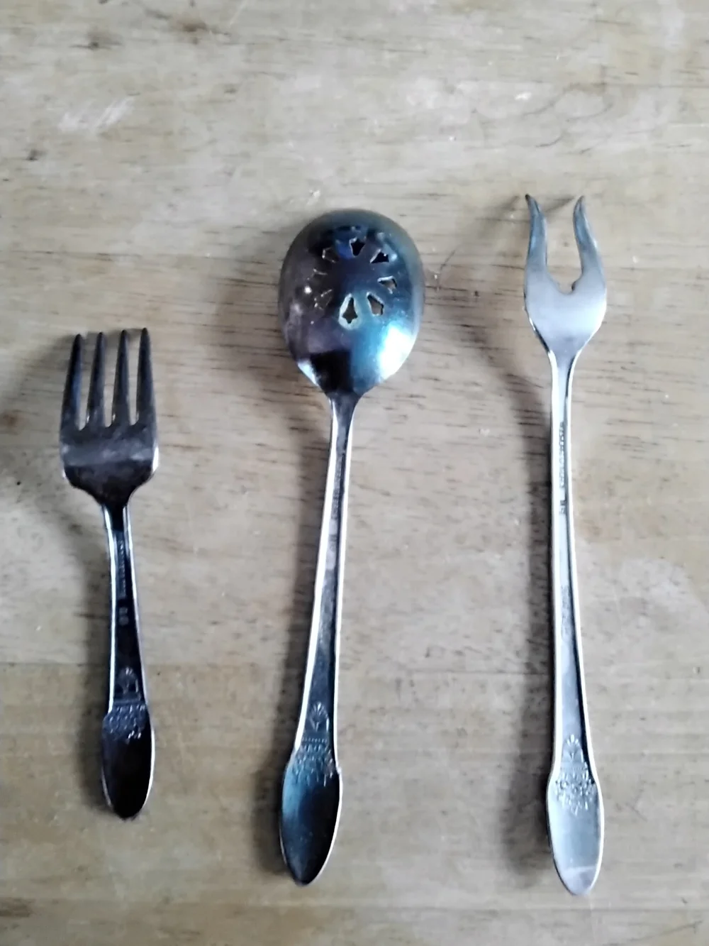 1847 Rogers Bros. Silver Plate Mini Fork, Relish Spoon & Piclke Fork Set