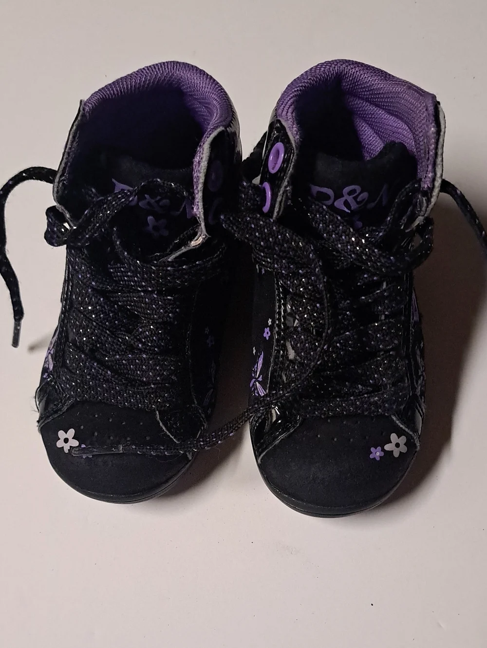 Kids Black & Purple Butterfly High-Top Sneakers - Youth Lace-Up