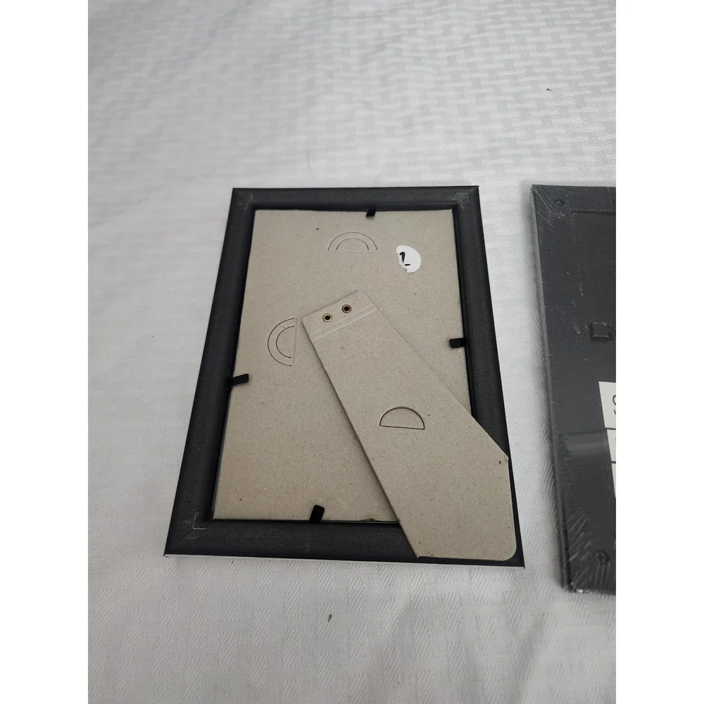 Set of 3 Photo Frames 4x6 Silver Black Metallic Tabletop Picture Frame Bundle