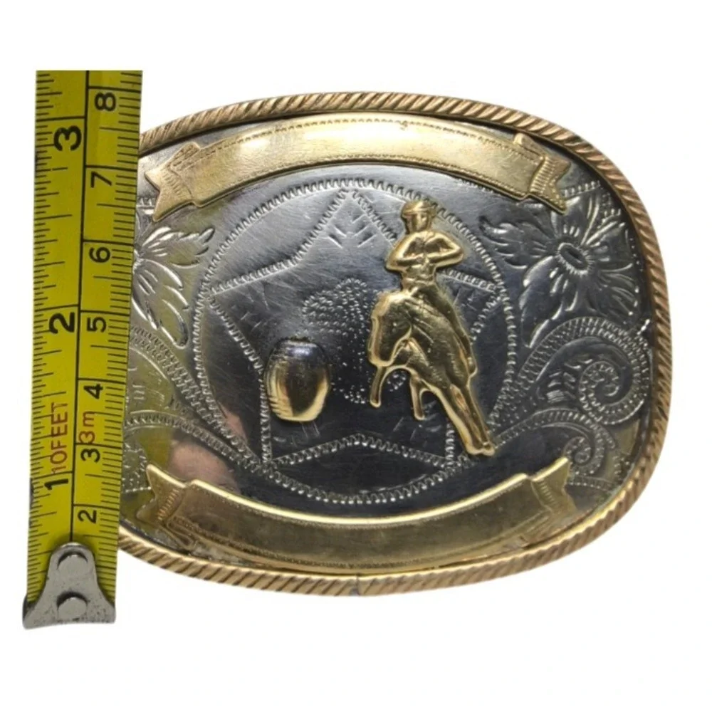 Vintage Nickel Silver Barrel Racing‎ Trophy Award Style Belt Buckle