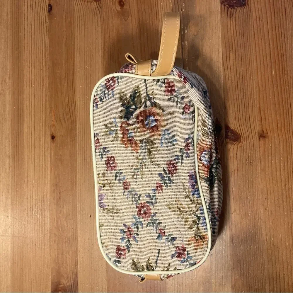 Vintage floral tapestry cosmetic or toiletry bag cottagecore grandmacore quaint