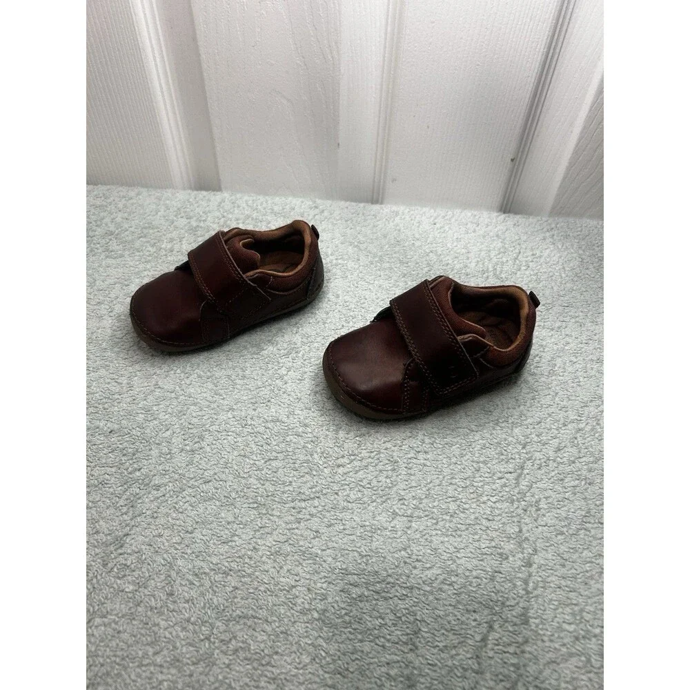 Stride Rite Toddler Boys Jodie Brown Leather Shoes Size 5M Hook & Loop