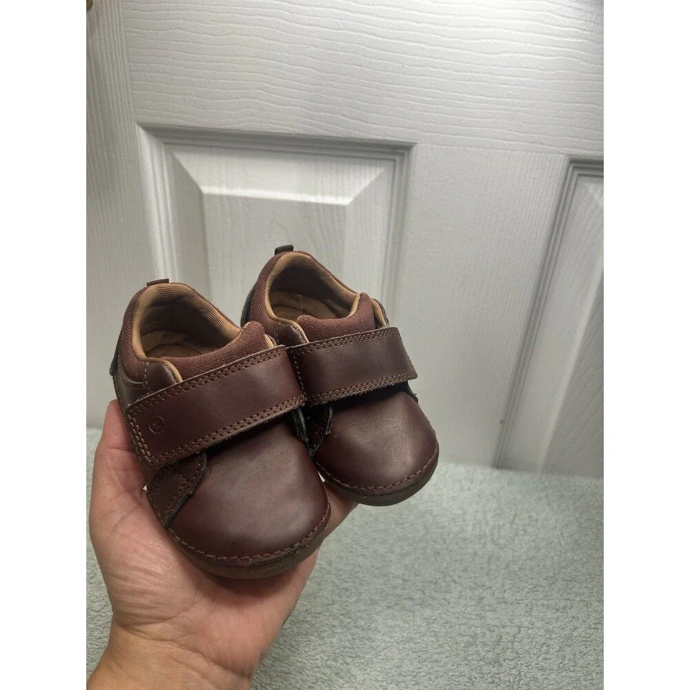 Stride Rite Toddler Boys Jodie Brown Leather Shoes Size 5M Hook & Loop