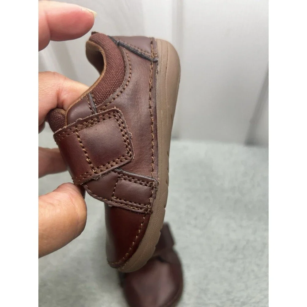 Stride Rite Toddler Boys Jodie Brown Leather Shoes Size 5M Hook & Loop