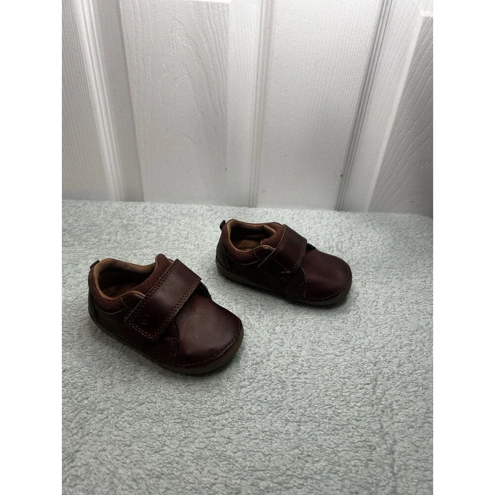 Stride Rite Toddler Boys Jodie Brown Leather Shoes Size 5M Hook & Loop