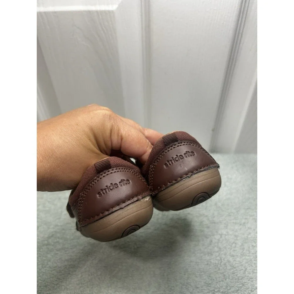 Stride Rite Toddler Boys Jodie Brown Leather Shoes Size 5M Hook & Loop