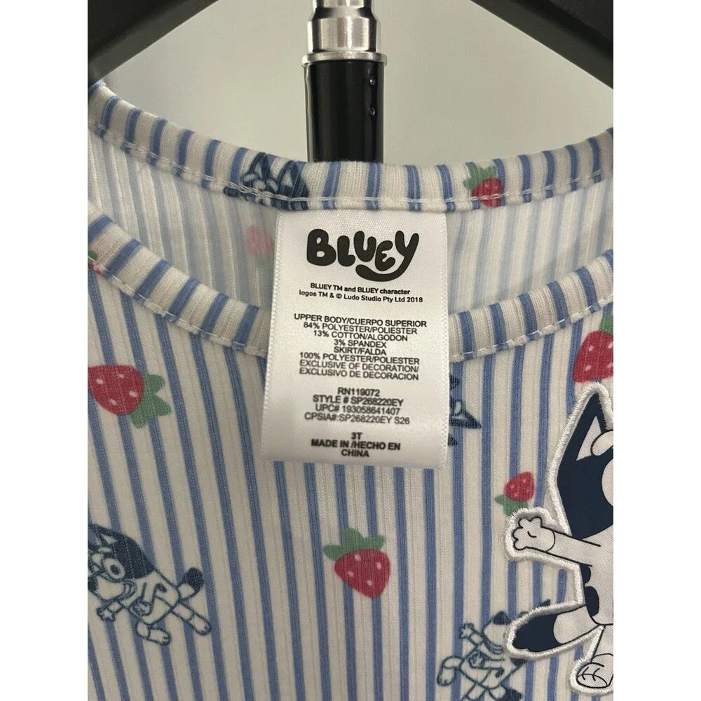 Bluey Girls 3T Fit & Flare Dress Flutter Sleeve Striped Tulle Knee