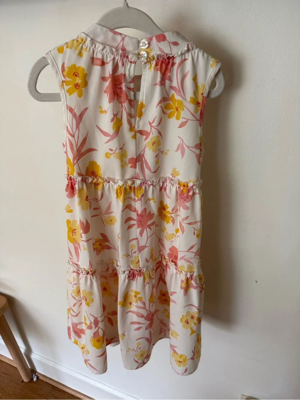 GB Girls White Floral Tiered Sundress with Pink and Yellow Flowers