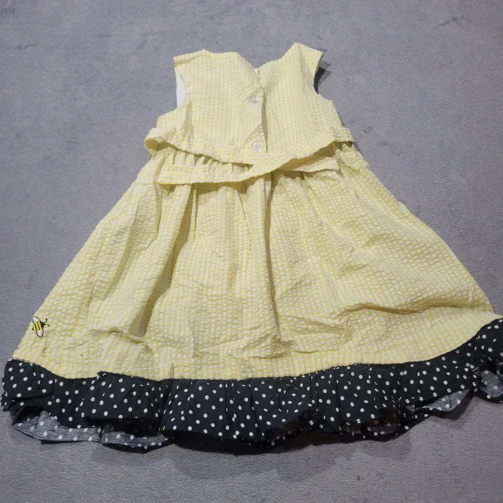 Counting Daisies Dress Girls 4T‎ Yellow Bee Seersucker Gingham Polka Dot S912142