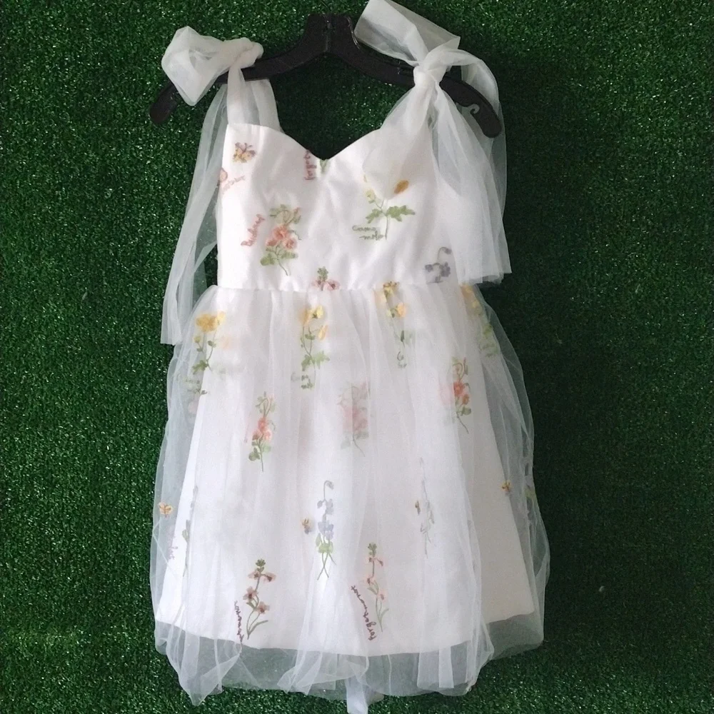 Floral White Kids Wedding Easter Dress