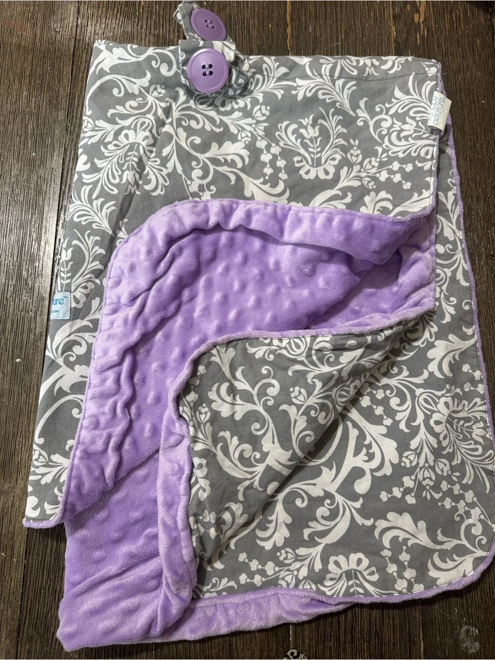 Canopy Couture Lavender Damask Minky Infant Car Seat Canopy Cover Gray Purple