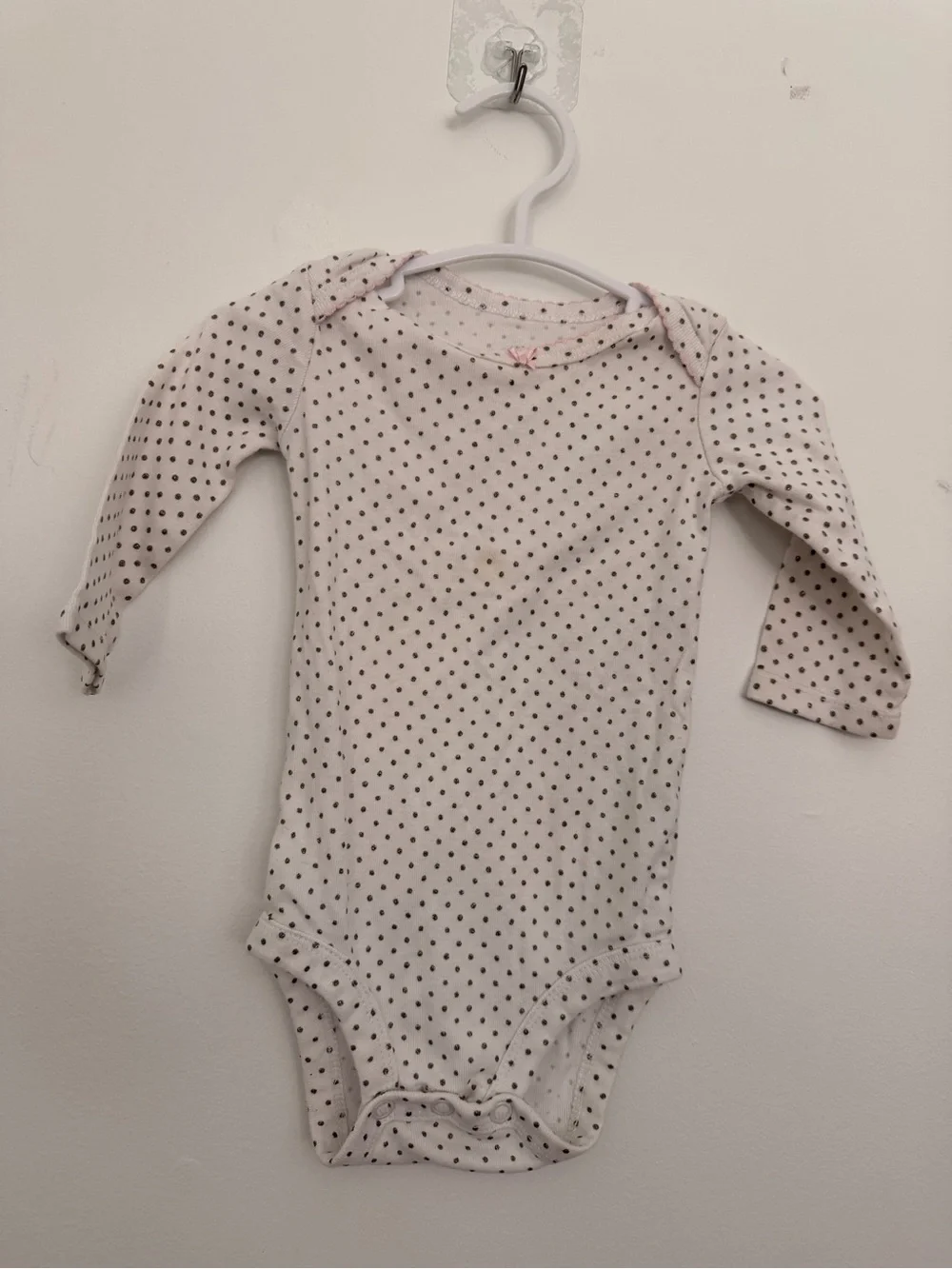 Carters just one you long sleeve polka dot babygirl bodysuit