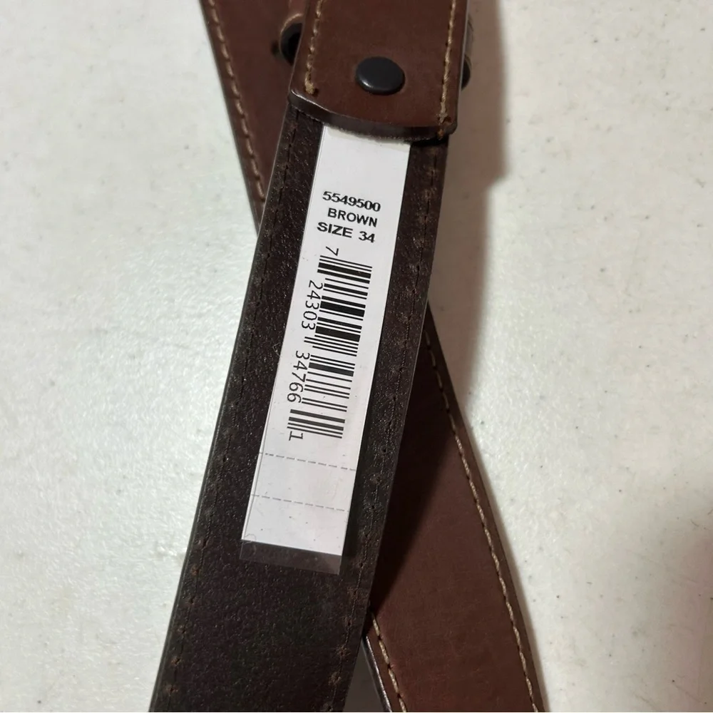 New Sheplers Men’s Leather Brown Belt Silver Hardware Size 34 BNWT
