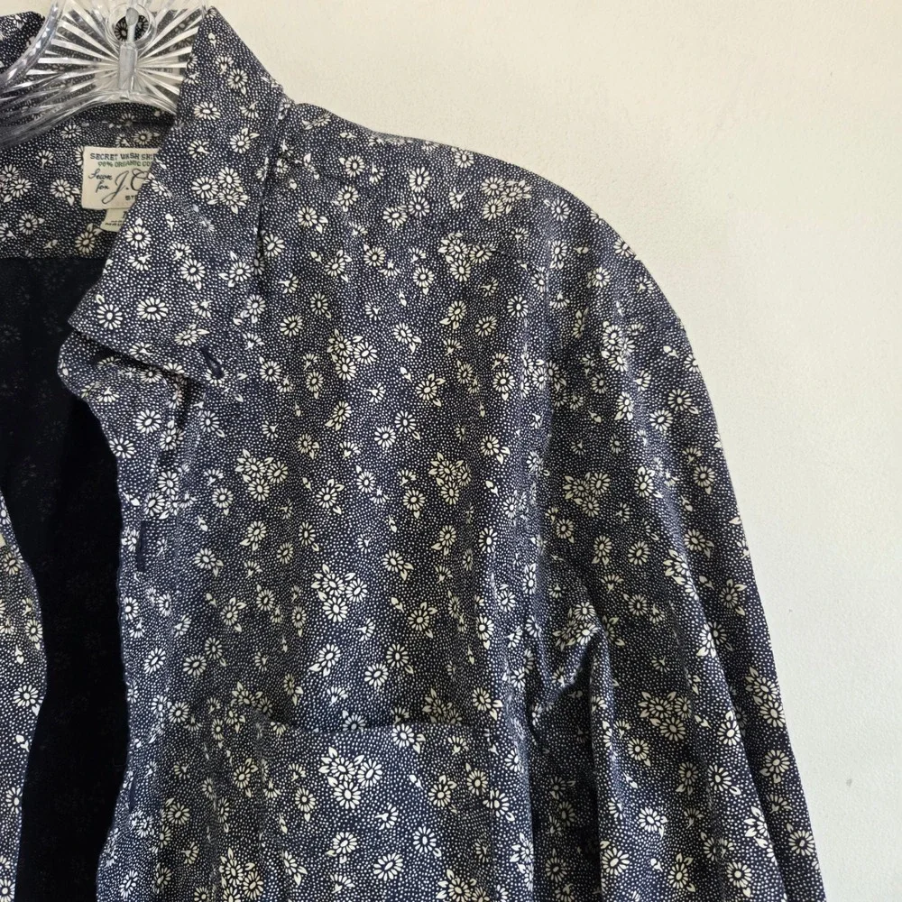 J Crew Mens Size M Floral Printed Long Sleeve Collared Button Front Casual Shirt