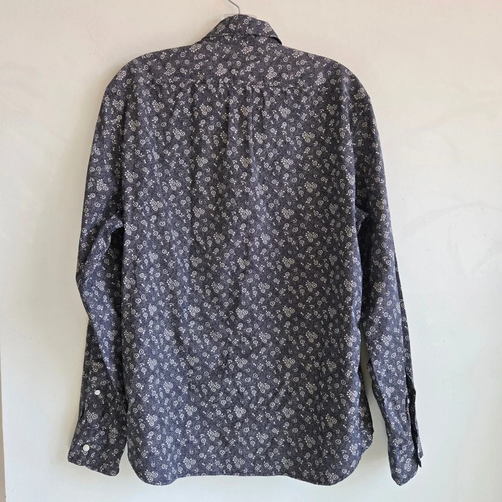 J Crew Mens Size M Floral Printed Long Sleeve Collared Button Front Casual Shirt