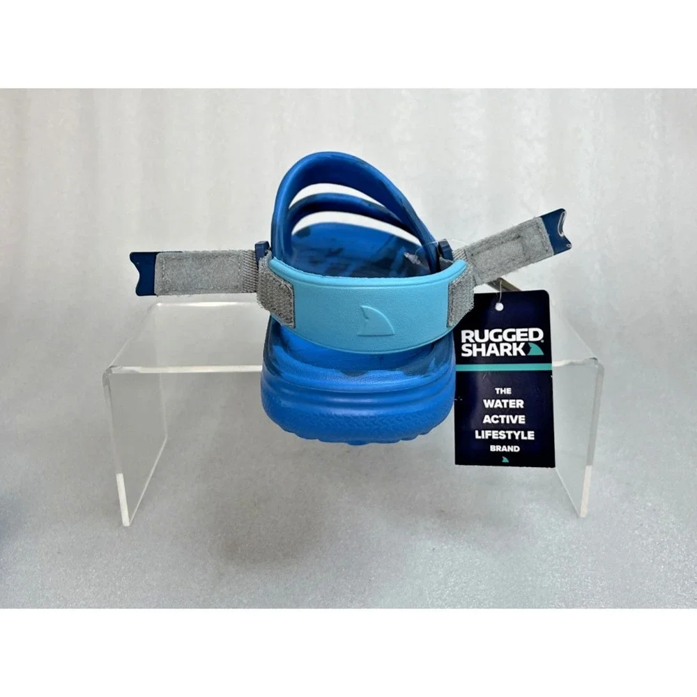 Rugged Shark Adventure Trail Blue Sandals Floatable Washable Boys Size 2 NEW