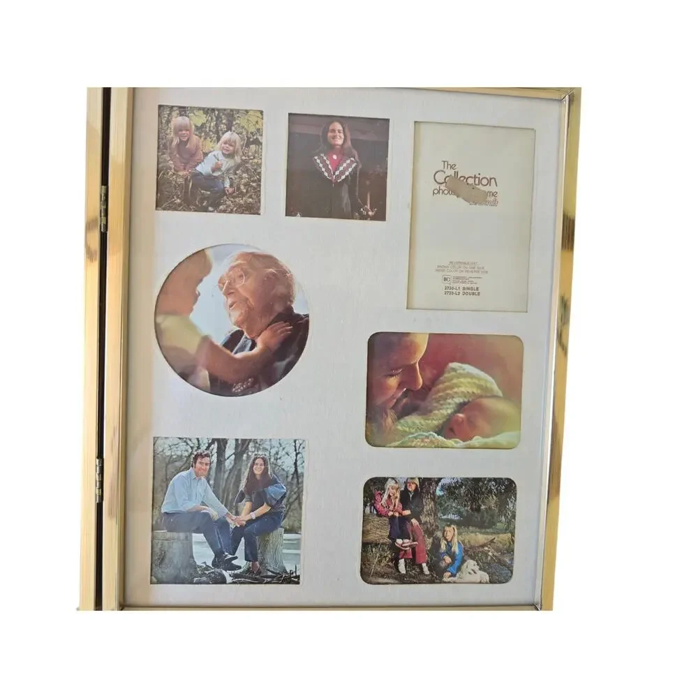 Vintage Double Sided Folding Picture Frame 8 X 10 and Collage Gold Trim