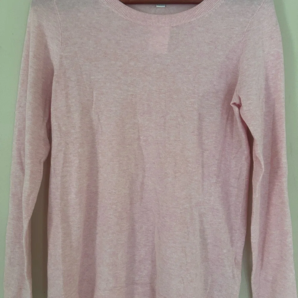 J. Crew Pink Crewneck Sweater with Ribbed Trim
