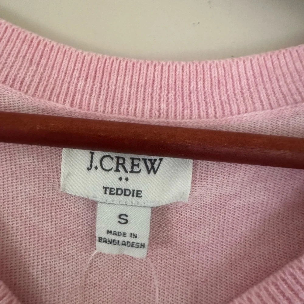 J. Crew Pink Crewneck Sweater with Ribbed Trim