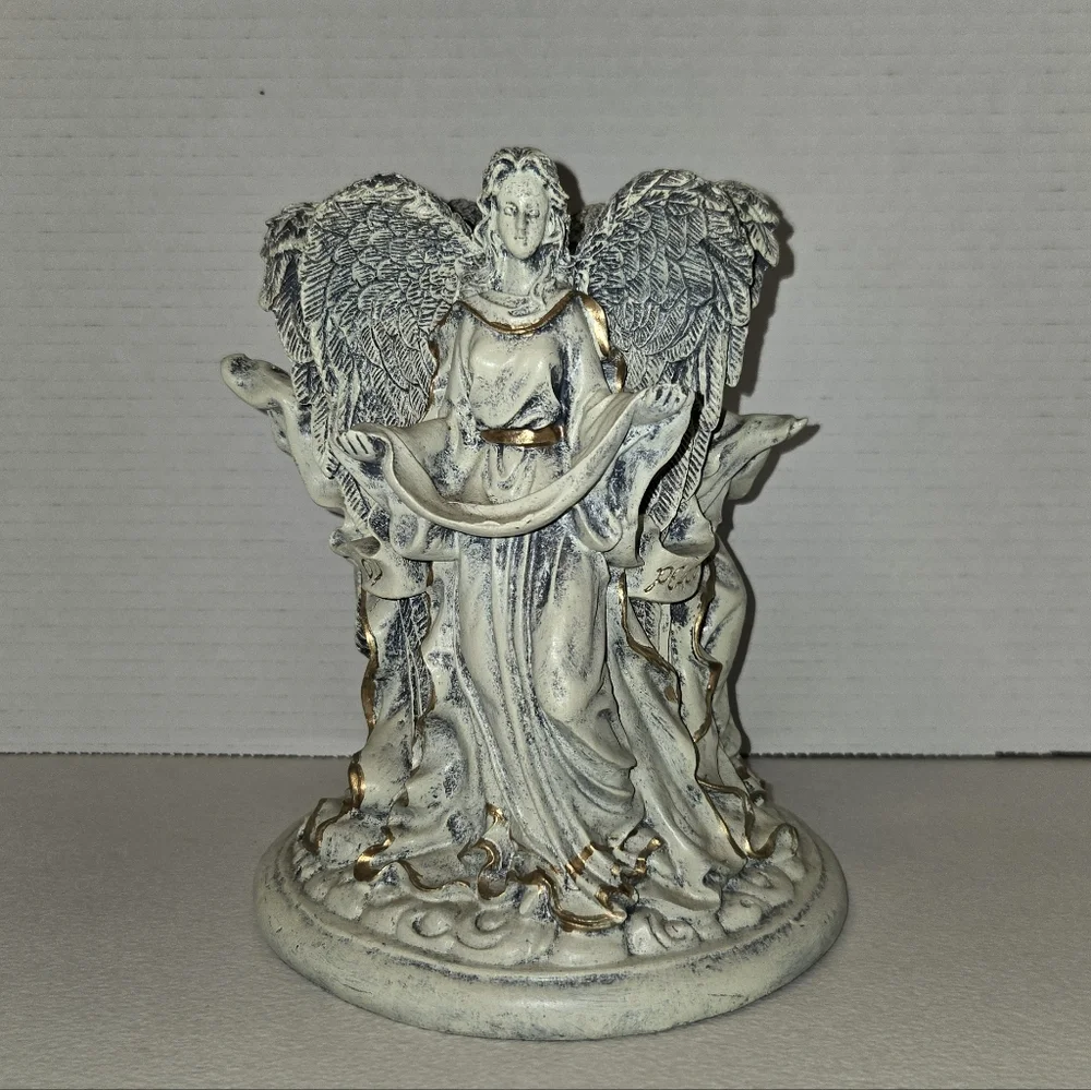 ANGEL CANDLE HOLDER GOLD ACCENTS