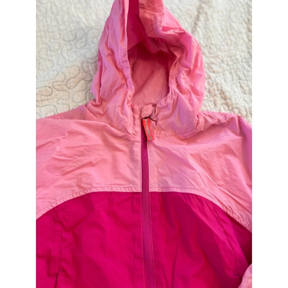 Cat & Jack Girls Pink Colorblock‎ Hooded Windbreaker Jacket Size Small 6/7