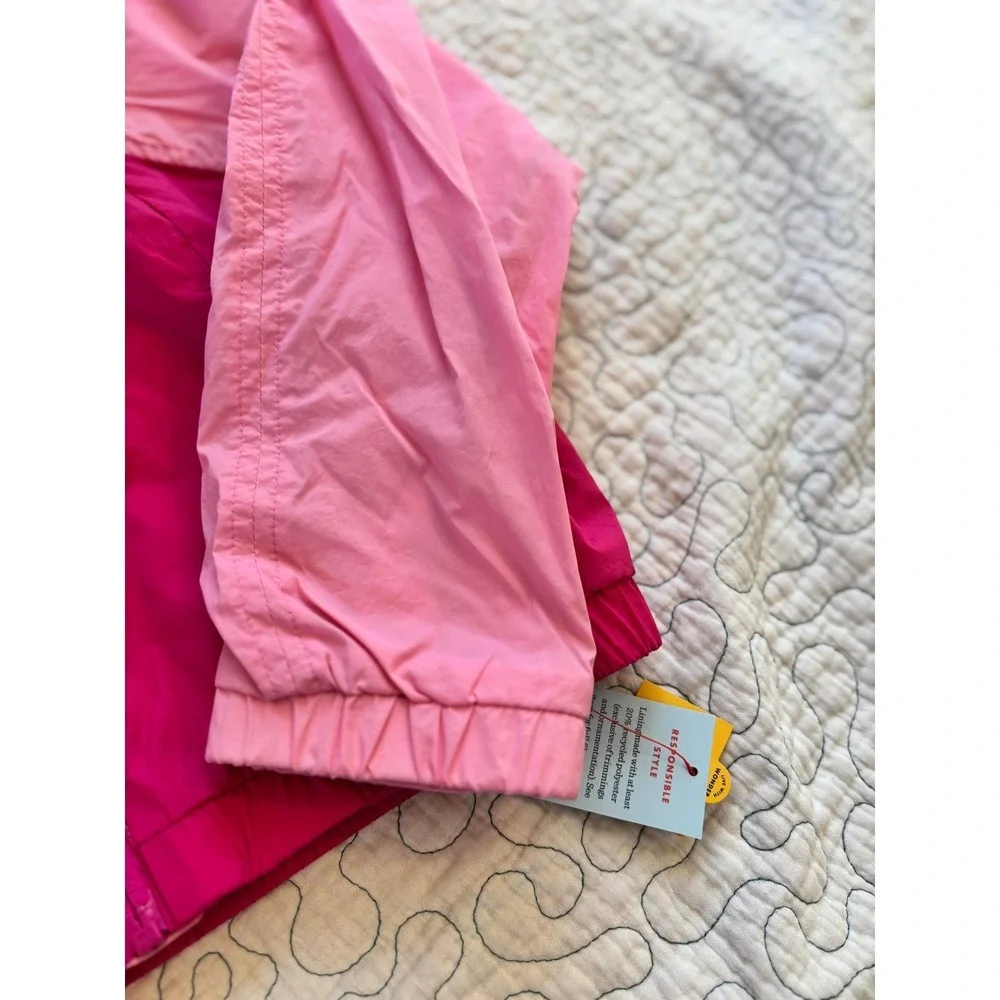 Cat & Jack Girls Pink Colorblock‎ Hooded Windbreaker Jacket Size Small 6/7
