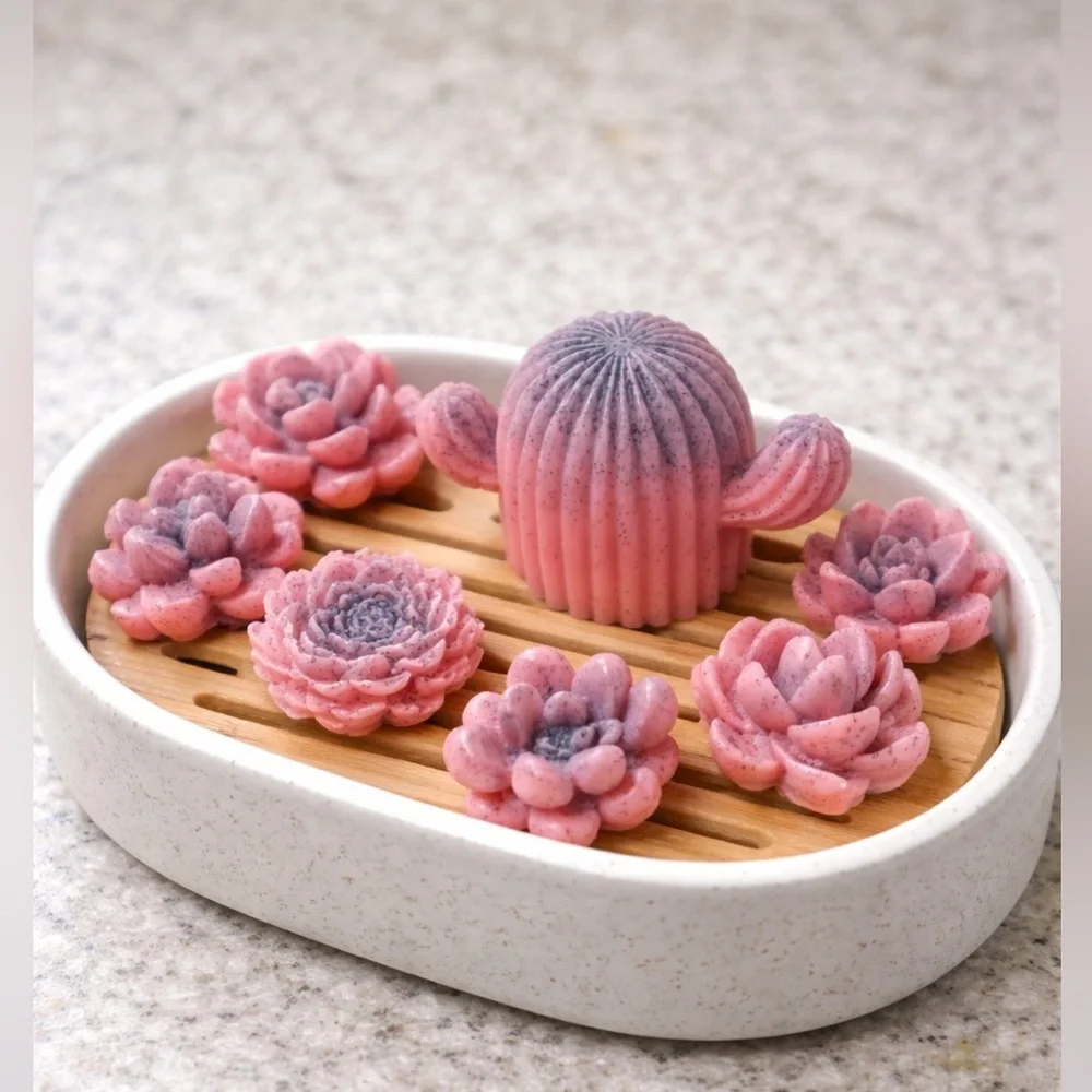 7pc rose soap set succulents & cactus shea butter based