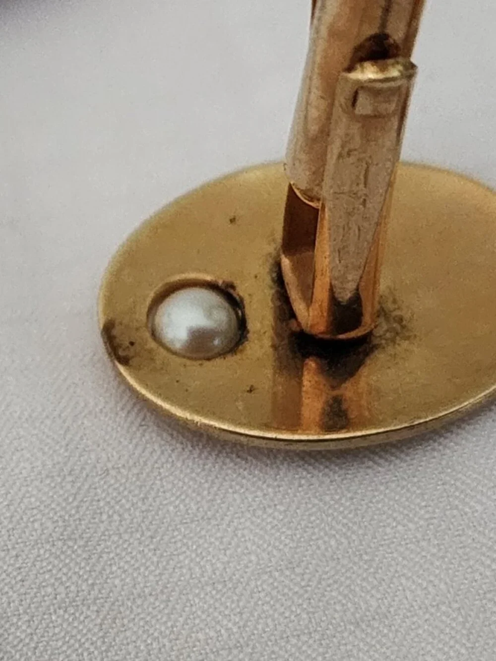 Vintage A&Z 12 K Gold Filled Cufflinks & Tie Clip Set with Faux Pearl Accents