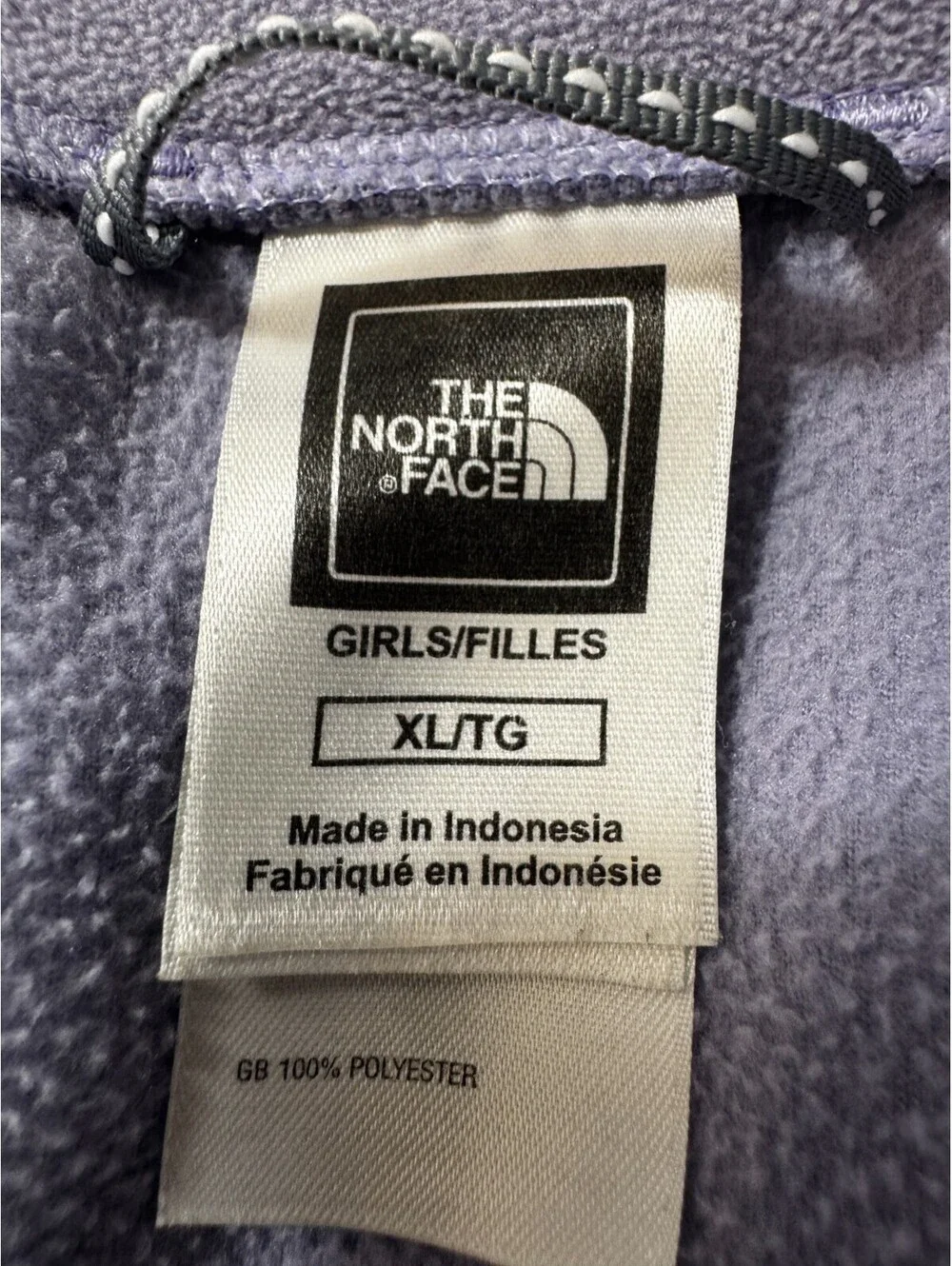 The North Face Girls Jacket XL Lavender Fleece Quarter Zip Long Sleeve Jacket