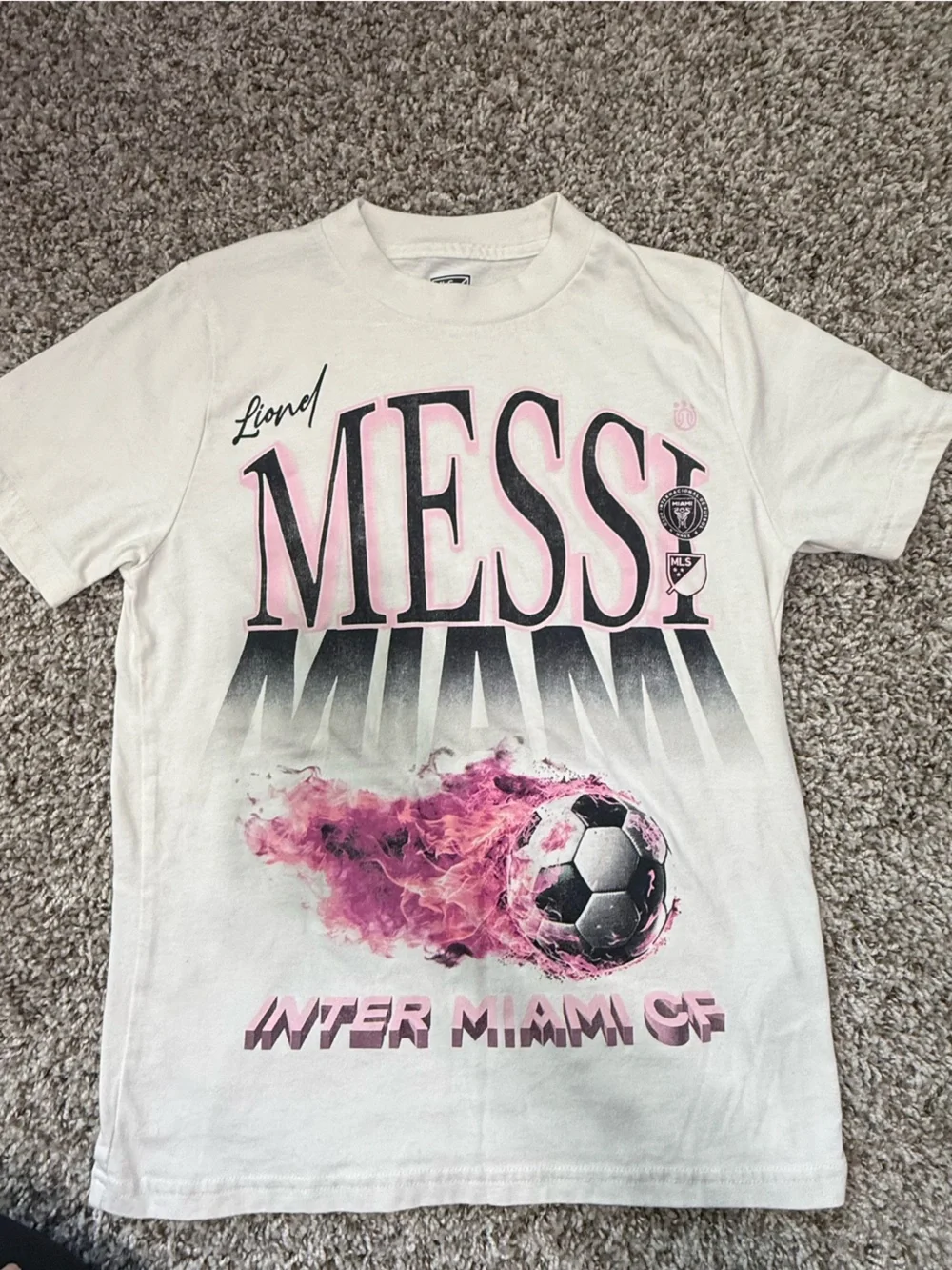 Inter Miami Kids White & Pink Lionel Messi Graphic Tee