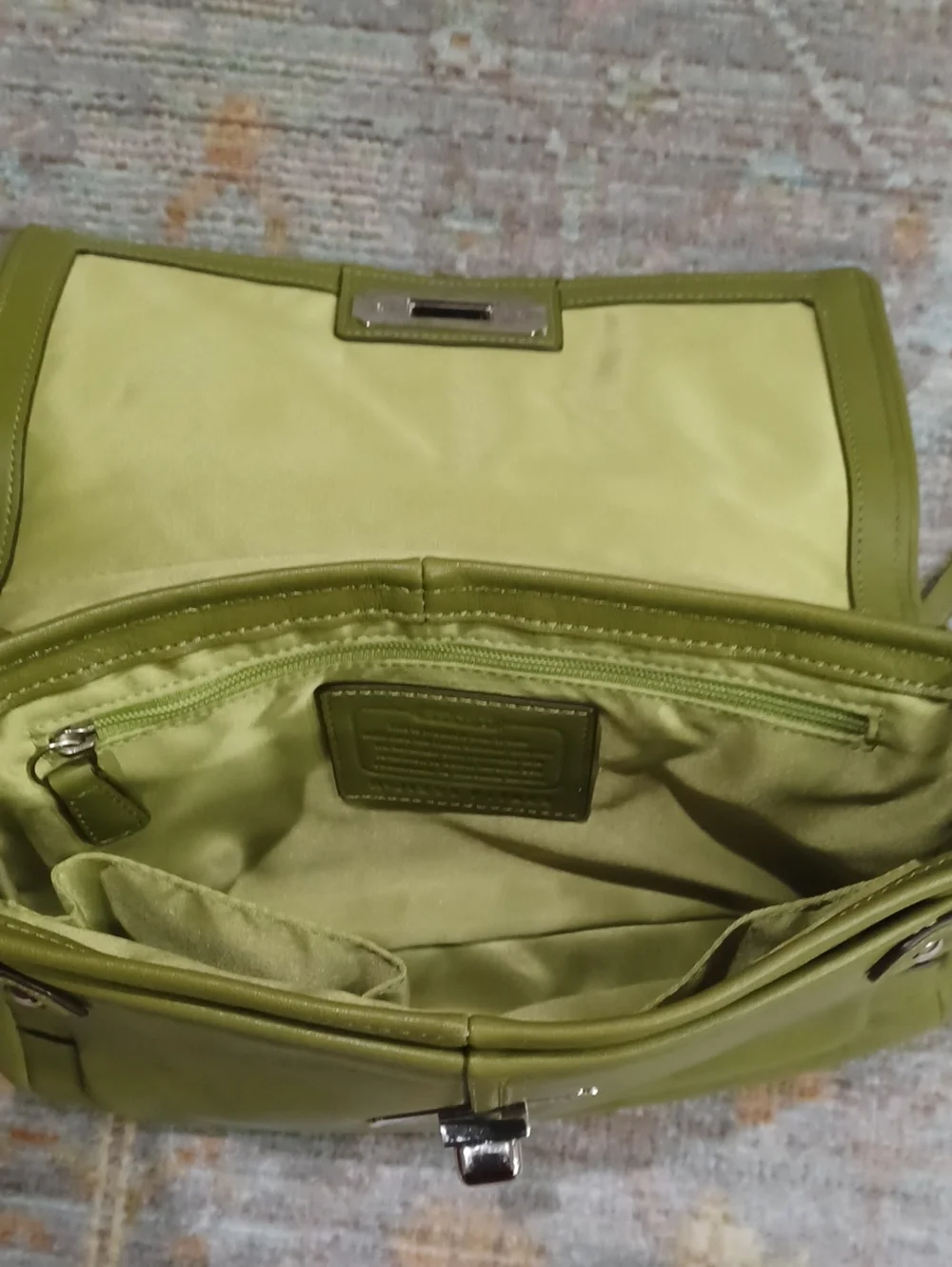 Coach green leather