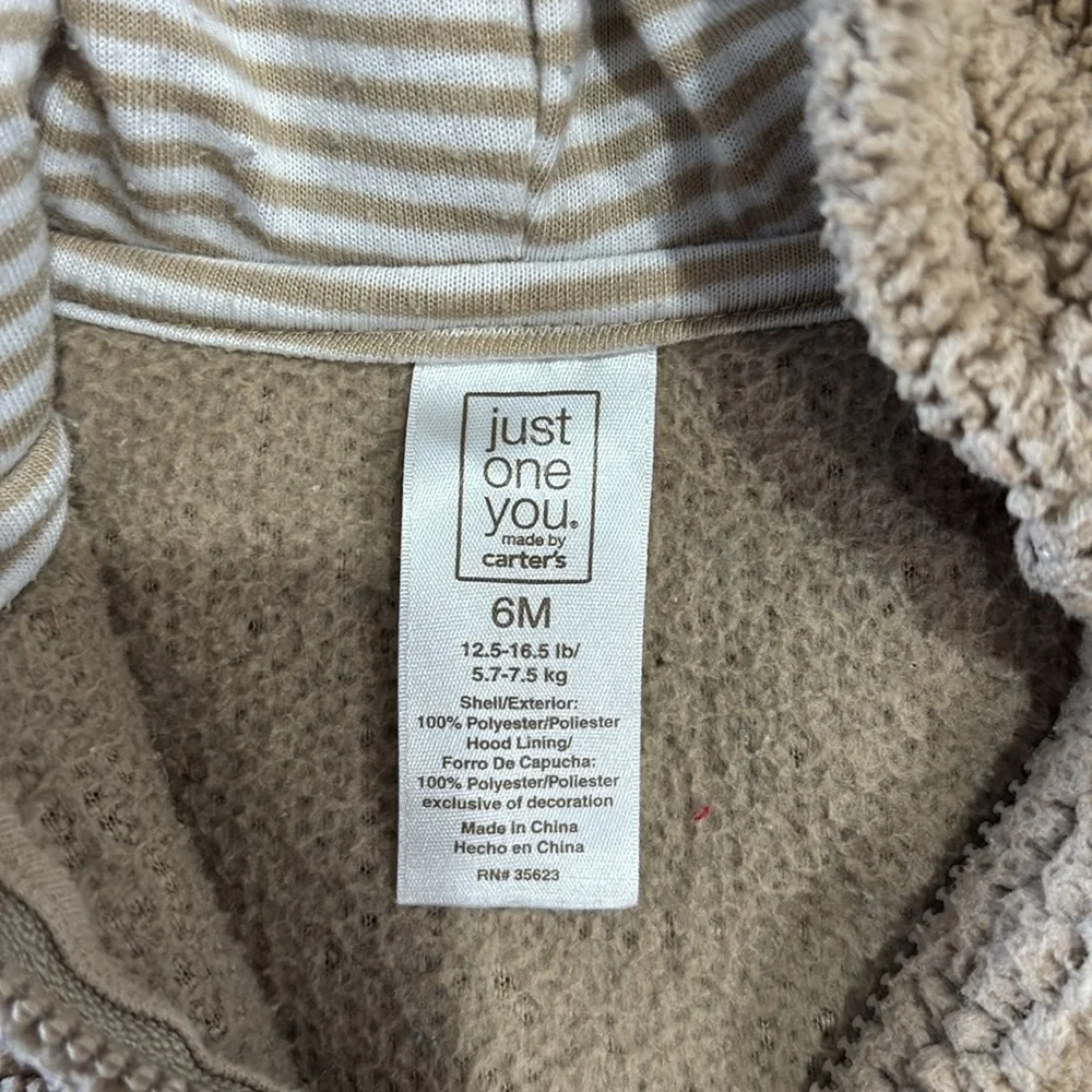 Carter’s 6 Months Beary Cute jacket with hood and cute little bear. Soft & warm