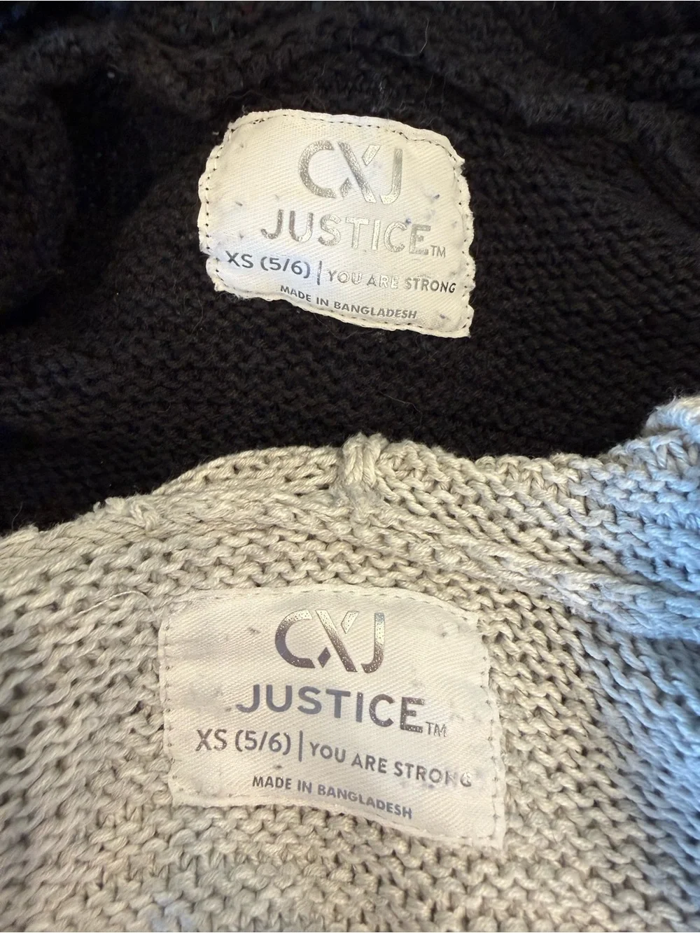 Justice Hooded Cardigans in Black and Light Gray (set of 2)