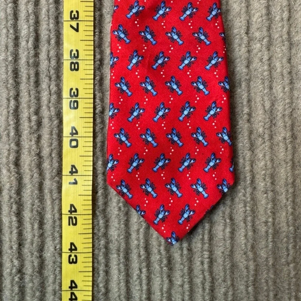 Brooks Brothers Mens Red Blue Lobster Silk Necktie Nautical Animal Print Tie