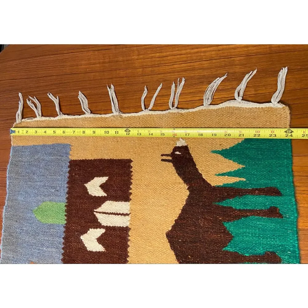 Egyptian Woven Tapestry Rug Wall Hanging Camels Village Folk Art Souvenir