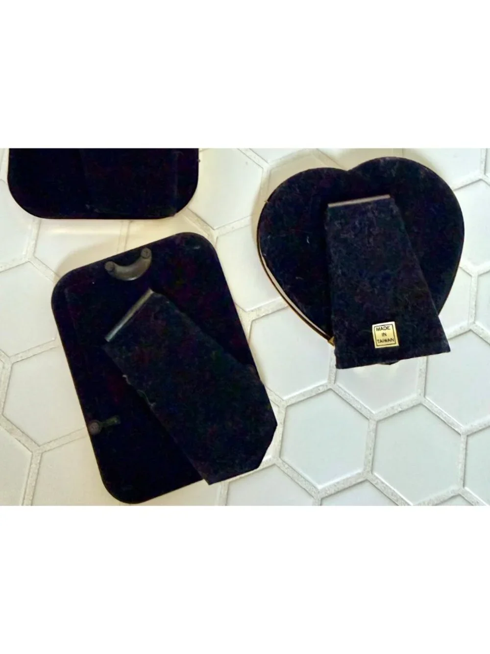 Vintage Ashton & Hayes Solid Brass Picture Frames Set of 2 Heart & Rectangle