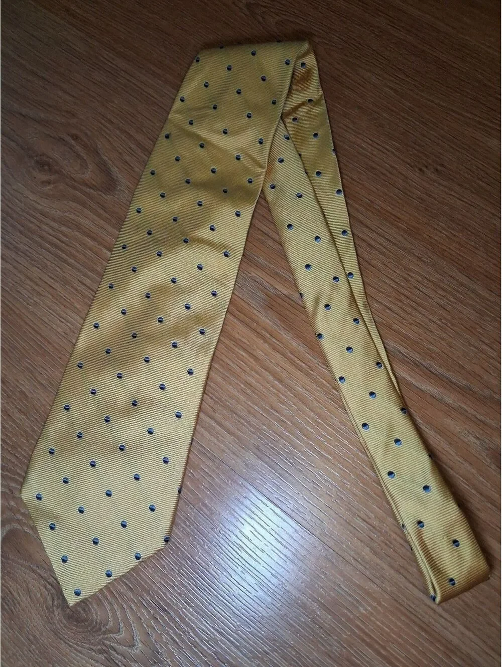 Brooks Brothers Silk Tie Yellow Polka Dot Made in USA Wide