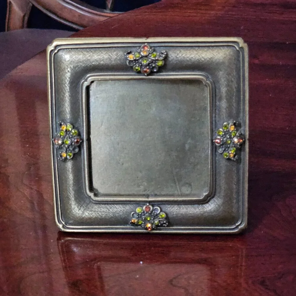 RARE LUXURY JAY STRONGWATER CHINOISERIE MODERN GOLD FAN ENAMEL CRYSTAL FRAME