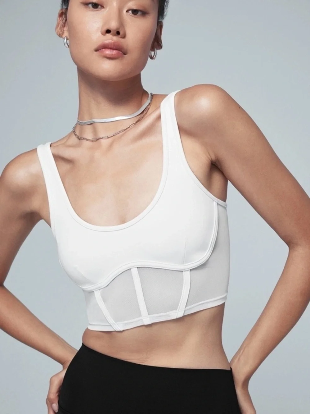Alo Yoga Airbrush Mesh Corset Tank in white