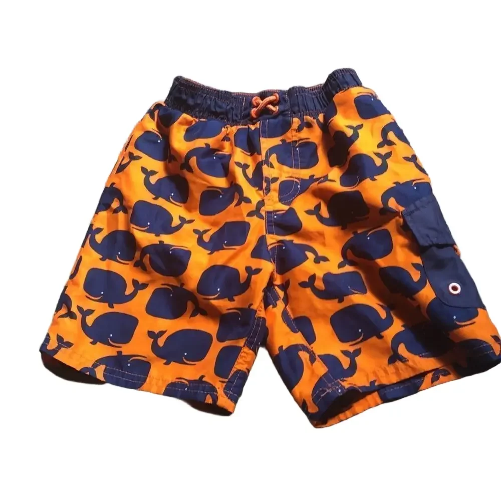 🍭 6/$30 Carter’s boy's whale print orange navy swim trunks 4T