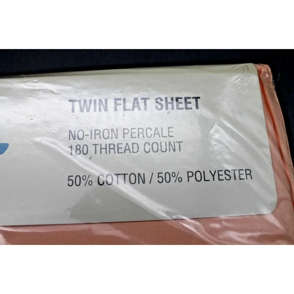 Vintage Mervyns Caress Twin Flat Sheet Peach NOS 180 TC Poly Cotton 1992