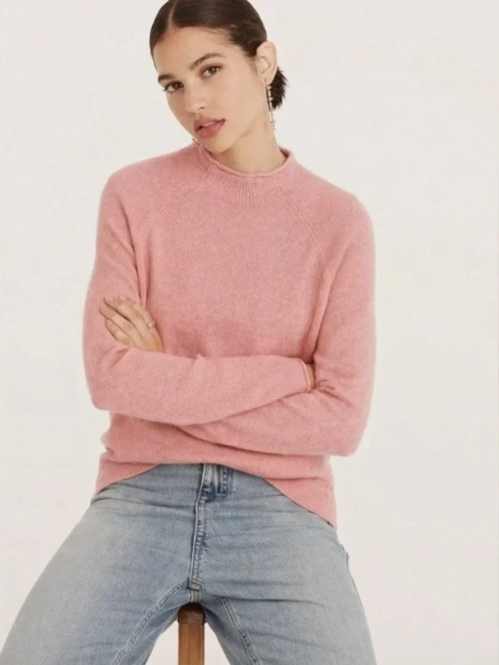 J. Crew Pink Rollneck Sweater in Supersoft Yarn- Size XS