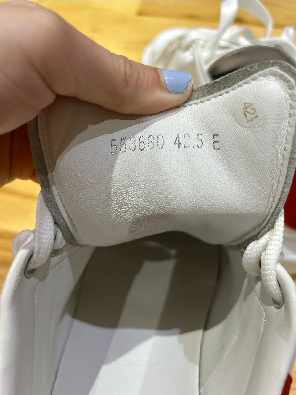 Alexander McQueen White Leather Sneakers with Red Heel Tab