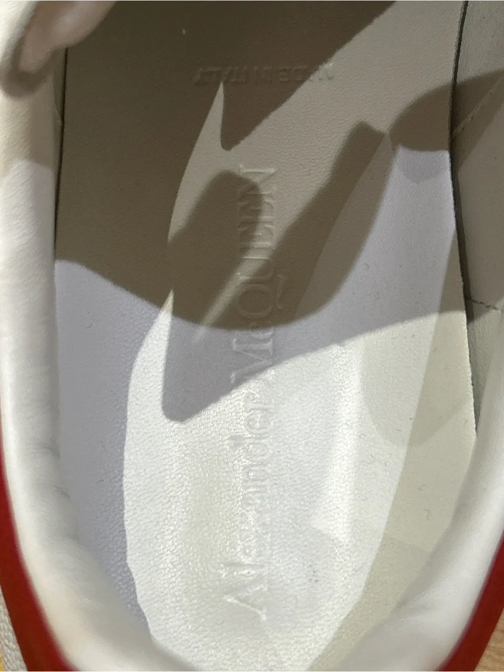 Alexander McQueen White Leather Sneakers with Red Heel Tab