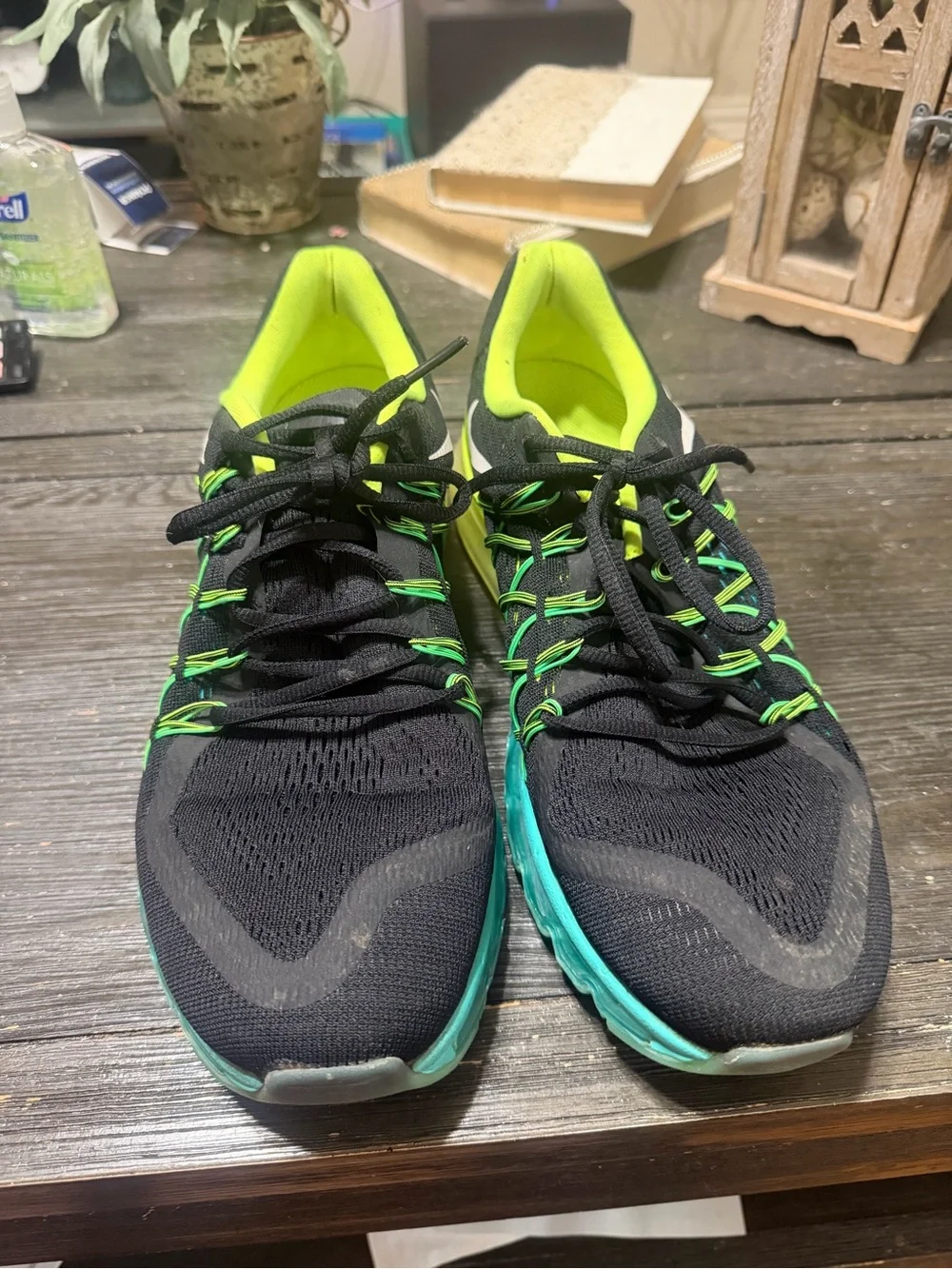 Nike Black with Volt & Teal Air Max Running Shoes