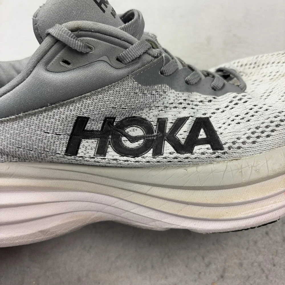 Hoka One One Bondi 8 Shoes Mens Size 11 Gray Running Athletic Sneakers