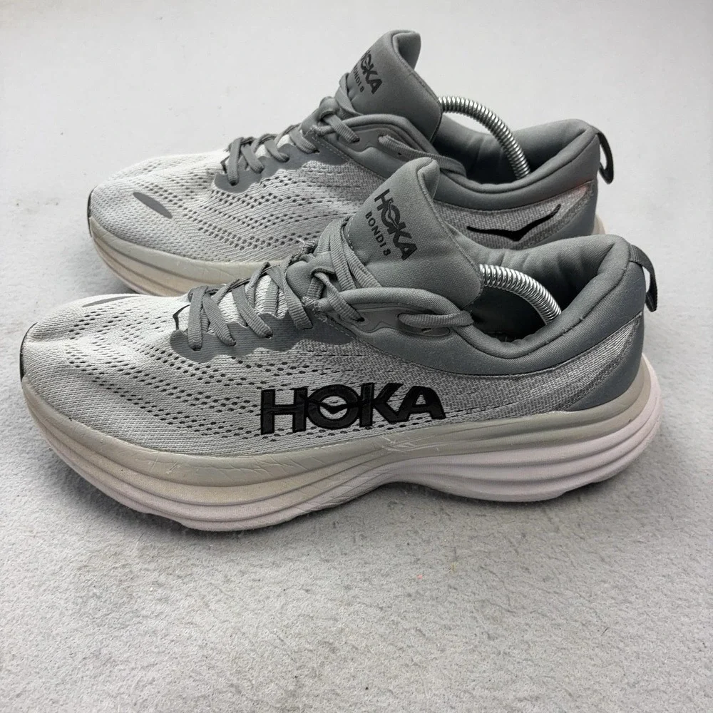 Hoka One One Bondi 8 Shoes Mens Size 11 Gray Running Athletic Sneakers