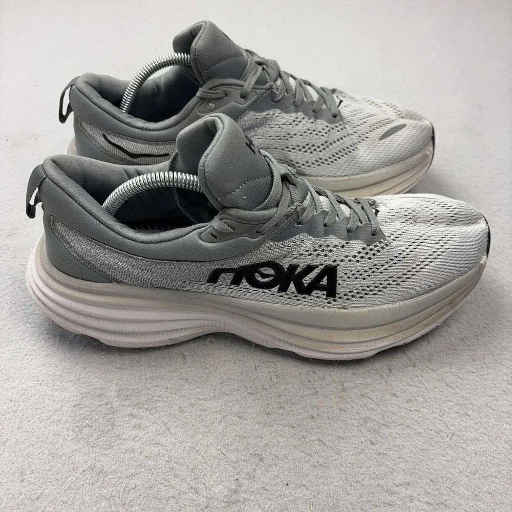 Hoka One One Bondi 8 Shoes Mens Size 11 Gray Running Athletic Sneakers