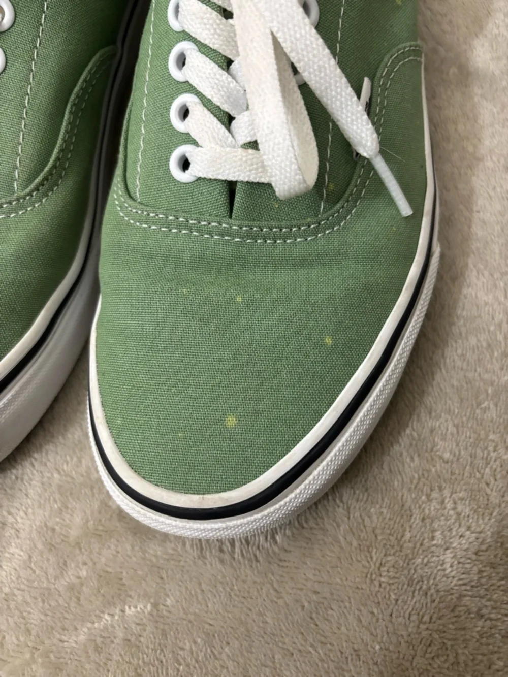 Vans Olive Green Low Top Canvas Sneakers with White Laces