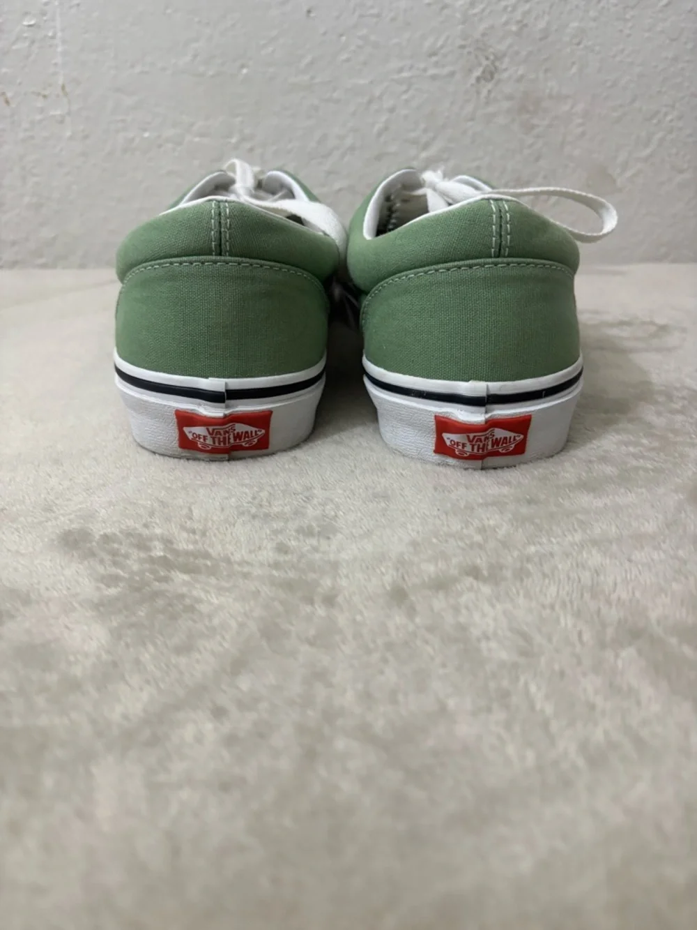 Vans Olive Green Low Top Canvas Sneakers with White Laces